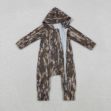 Load image into Gallery viewer, Baby Boys Olive Camo Hoodie Hunting Two Way Zip Converbitle Rompers
