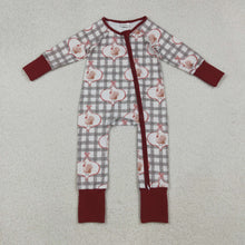 Load image into Gallery viewer, Baby Boys Turkey Checked Thanksgiving Zipper Footie Rompers
