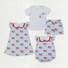 Load image into Gallery viewer, Baby Boys Girls 4th Of July Flags Sibling Rompers Clothes Sets

