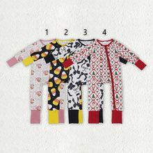 Load image into Gallery viewer, Sibling Boys Baby Girls Holiday Zipper Footie Rompers
