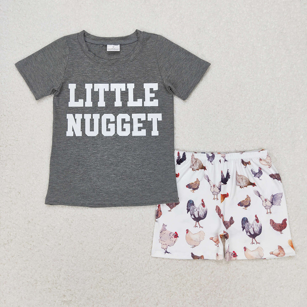 Baby Boys Little Nugget Short Sleeve Shirt Rooster Shorts Clothes Sets