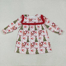 Load image into Gallery viewer, Sibling Baby Girls Red Long Sleeves Santa Trees Rompers Dresses Outfits
