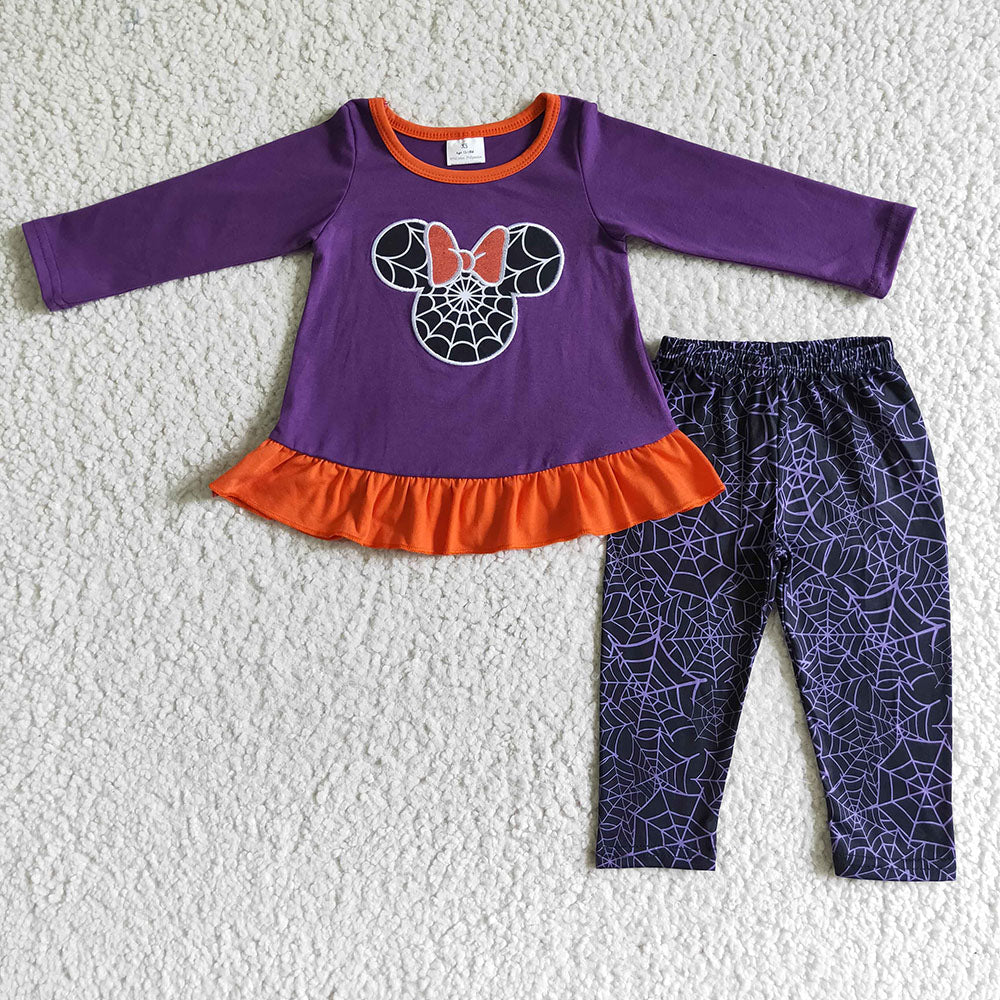 Baby girls spider Halloween legging pant sets 2