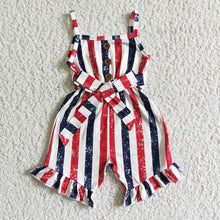 Load image into Gallery viewer, Baby girls 4th of July stripe Jumpsuits
