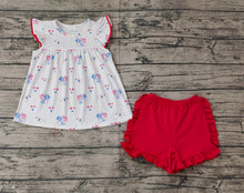 Load image into Gallery viewer, Baby Girls 4th Of July Fireworks Tunic Top Ruffle Shorts Outfits Clothes Sets
