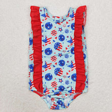 Load image into Gallery viewer, Baby Girls 4th Of July Smile Stars Ruffle One Piece Swimsuits
