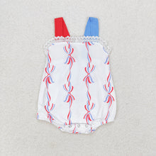 Load image into Gallery viewer, Baby Girls 4th Of July Bows Sibling Rompers Dresses Clothes Sets
