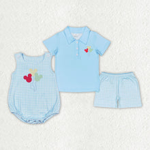 Load image into Gallery viewer, Baby Boys Blue Mouse Balloons Sibling Brother Rompers Clothes Sets
