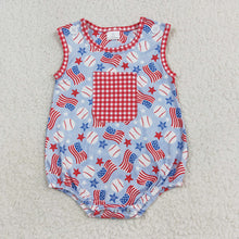 Load image into Gallery viewer, Baby Boys Baseball Flags 4th Of July Summer Rompers
