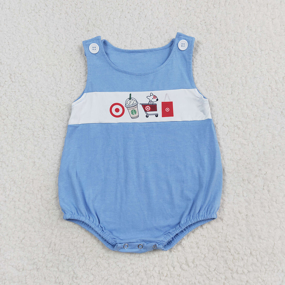Baby Boys Sleeveless Coffee Cart Summer Rompers