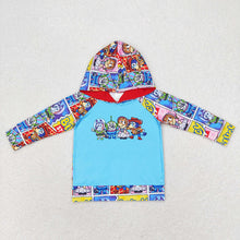 Load image into Gallery viewer, Baby Boys Hooded Dogs Blue Long Sleeve Tops
