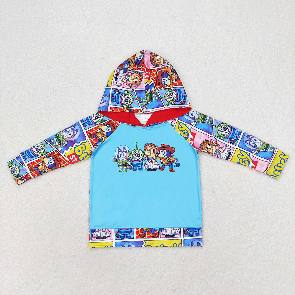 Baby Boys Hooded Dogs Blue Long Sleeve Tops