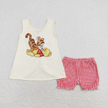 Load image into Gallery viewer, Baby Girls Bear Tiger Bow Tunic Elastic Shorts Clothes Sets

