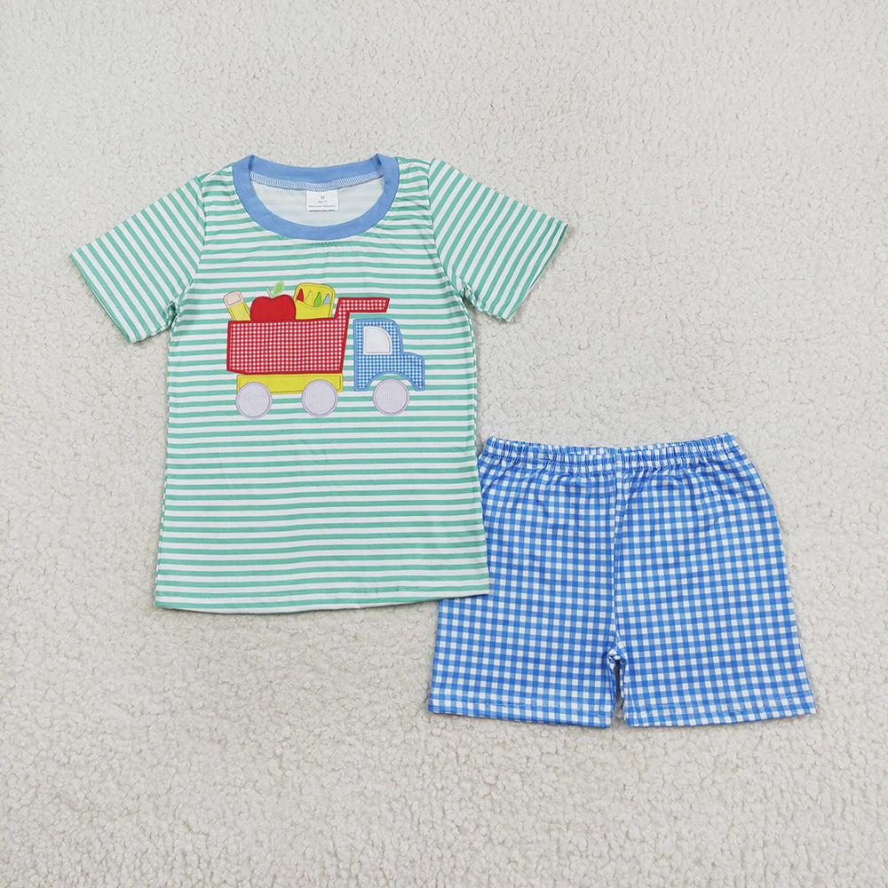 Baby Boys Short Sleeve Back To School Truck Top Shorts Clothes Sets