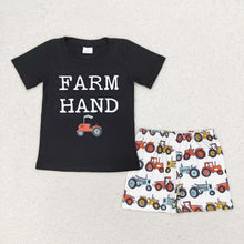 Load image into Gallery viewer, Baby Boys Farm Hand Short Sleeve Shirt Tractors Shorts Clothes Sets
