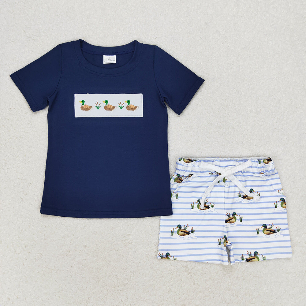 Baby Boys Ducks Short Sleeve Tee Shirts Tops Stripes Shorts Clothes Sets