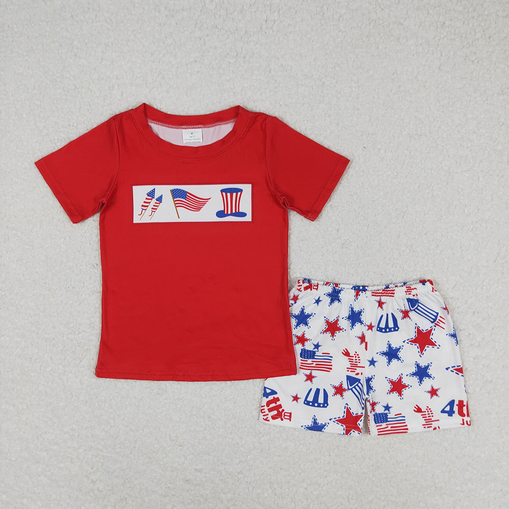 Baby Boys Flags Short Sleeve Top 4th Of July Shorts Clothes Sets