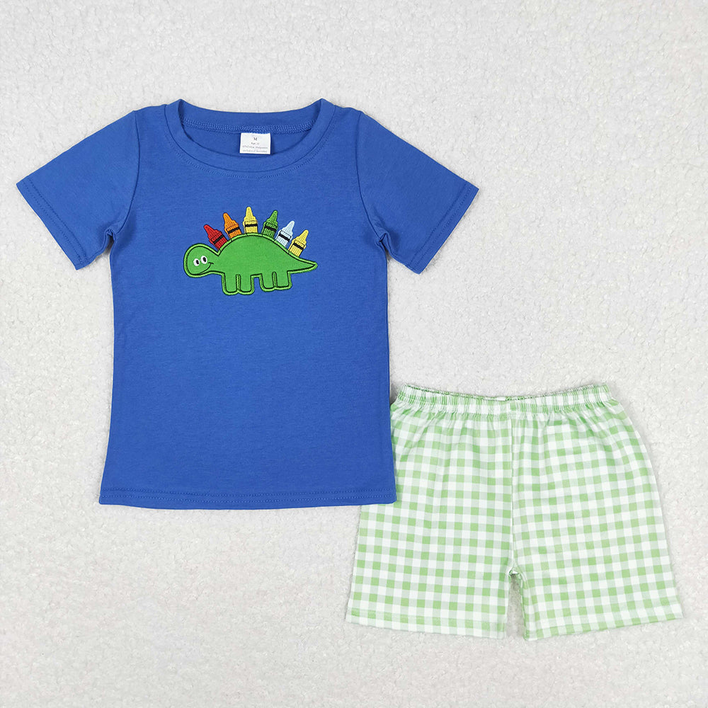 Baby Boys Back To School Dinosaurs Crayons Top Shorts Clothes Sets