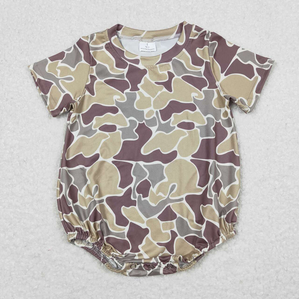 Baby Boys Green Camo Short Sleeve Rompers
