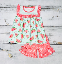 Load image into Gallery viewer, Pink watermelon dots ruffles Shorts sets
