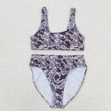 Load image into Gallery viewer, Adult Women Grey Camo Top Bottom Swimsuits Sets
