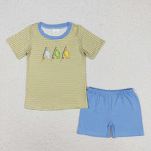 Load image into Gallery viewer, Baby Boys Stripes Fishing Sibling Embroidery Summer Rompers Clothes Sets
