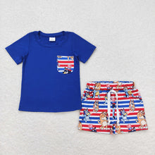 Load image into Gallery viewer, Baby Boys 4th Of July Dogs Pocket Top Shorts Clothes Sets
