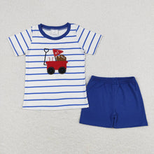 Load image into Gallery viewer, Baby Boys Blue Stripes Baseball Shirts Shorts Rompers Clothes Sets
