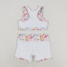 Load image into Gallery viewer, Baby Girls Blue Dog Flowers Crop Tops Shorts Clothes Sets
