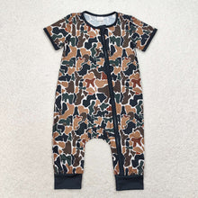Load image into Gallery viewer, Baby Boys Sibling Brown Camo Rompers Bamboo Pajamas Clothes Sets
