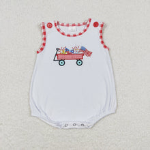 Load image into Gallery viewer, Baby Girls 4th Of July Flag Tractor Sibling Rompers Clothes Sets
