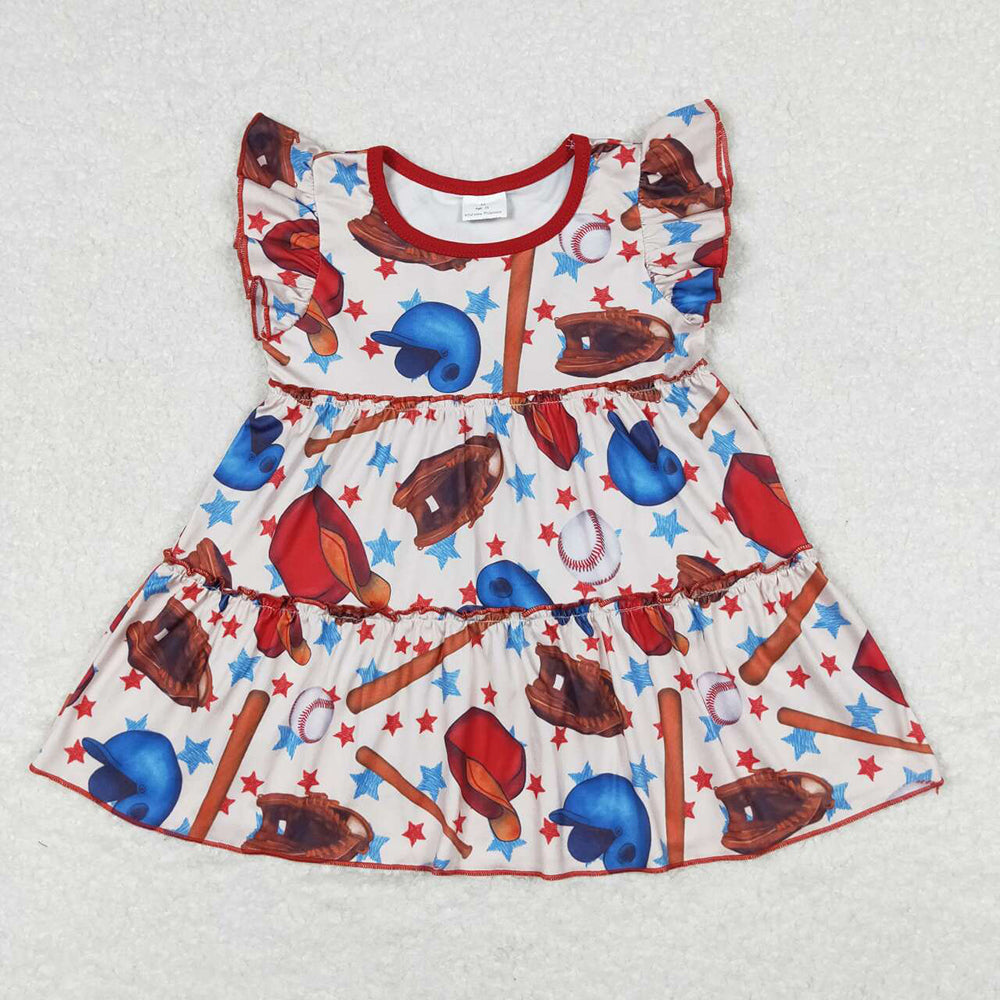 Baby Girls Baseball Stars Flutter Sleeve Tunic Tops