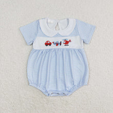 Load image into Gallery viewer, Baby Boys Blue Stripes Transpotation Sibling Brother Clothes Sets

