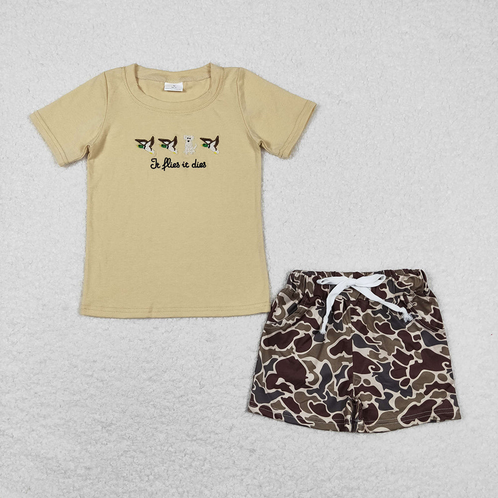 Baby Boys Duck Flies Shirt Top Camo Shorts Outfits Clothes Sets