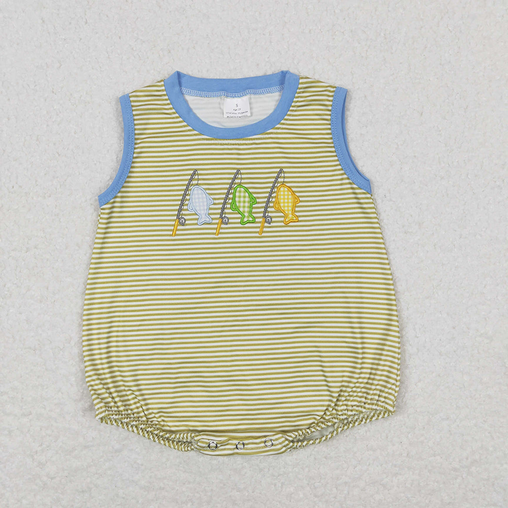 Baby Boys Stripes Fishing Summer Spring Sleeveless Rompers