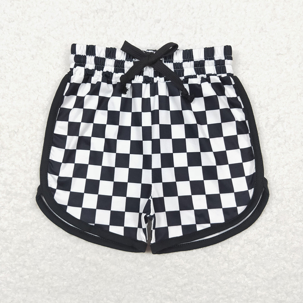 Adult Women Black Checkered Shorts Bottoms