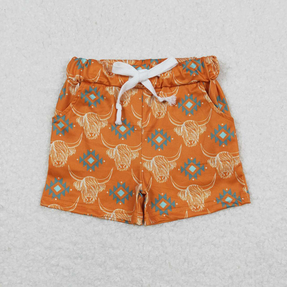 Baby Boys Highland Cow Aztec Shorts