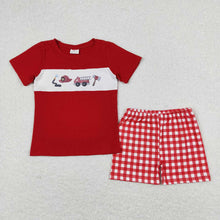 Load image into Gallery viewer, Baby Boys Girls Sibling Fire Truck Red Dresses Outfits Clothes Sets
