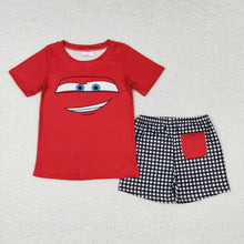 Load image into Gallery viewer, Baby Boys Red Car Racing Short Sleeve Shirt Top Shorts Clothes Sets
