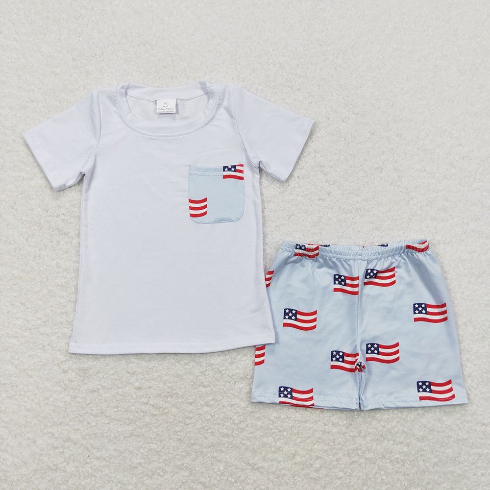 Baby Boys Girls 4th Of July Flags Sibling Rompers Clothes Sets