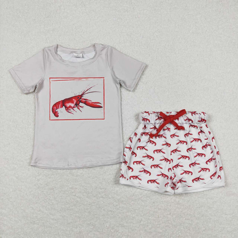 Baby Boys Grey Crawfish Tee Shirts Tops Shorts Clothes Sets