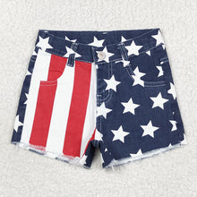 Load image into Gallery viewer, Baby Girls 4th Of July Sibling Sister Denim Shorts
