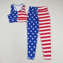 Load image into Gallery viewer, Adult Women 4th Of July Stars Vest Top Pants Yogo Sports Clothes Sets
