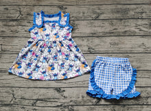 Load image into Gallery viewer, Baby Girls Blue Mouse Tunic Top Ruffle Shorts Clothes Sets
