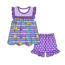 Load image into Gallery viewer, Baby girls purple cartoon shorts sets
