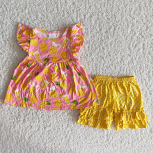 Load image into Gallery viewer, Lemon juice ruffles soft shorts set
