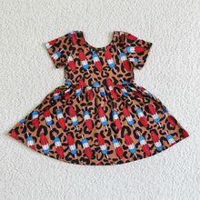 Load image into Gallery viewer, Baby girls summer 4th of july leopard red dresses
