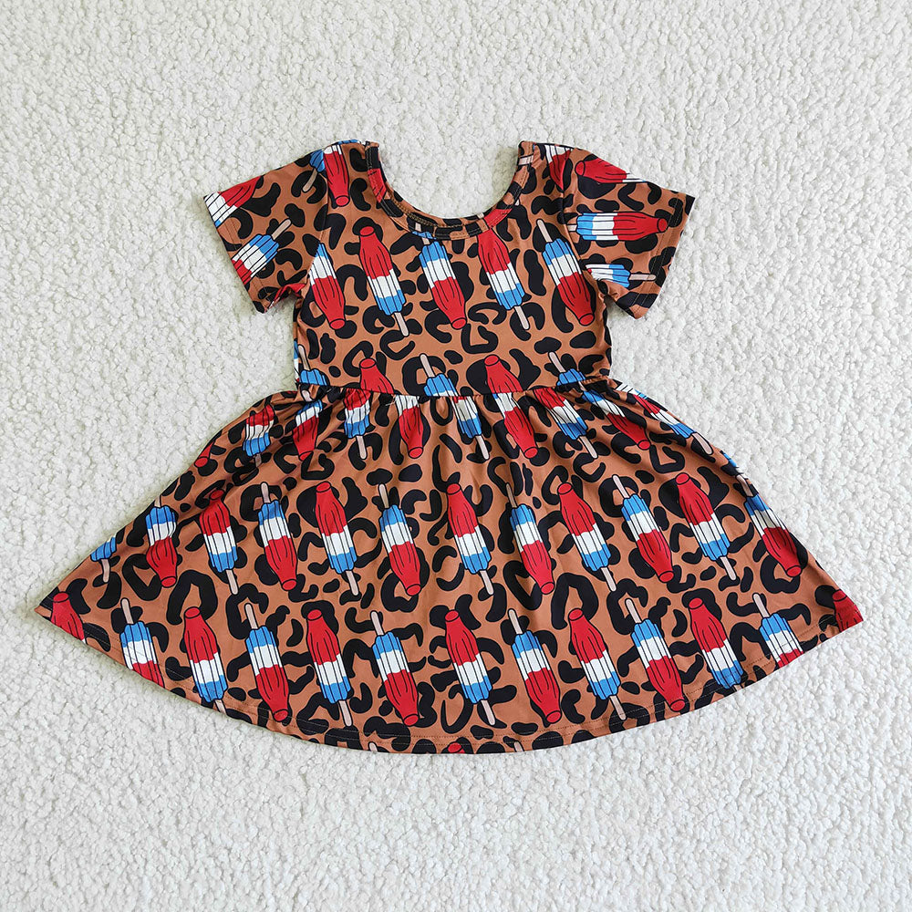 Baby girls summer 4th of july leopard red dresses