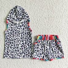 Load image into Gallery viewer, Baby boys girls hoodie leopard shorts sets
