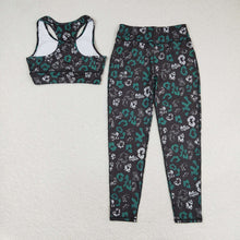 Load image into Gallery viewer, Adult Women Black Leopard Vest Top Pants Yogo Sports Clothes Sets
